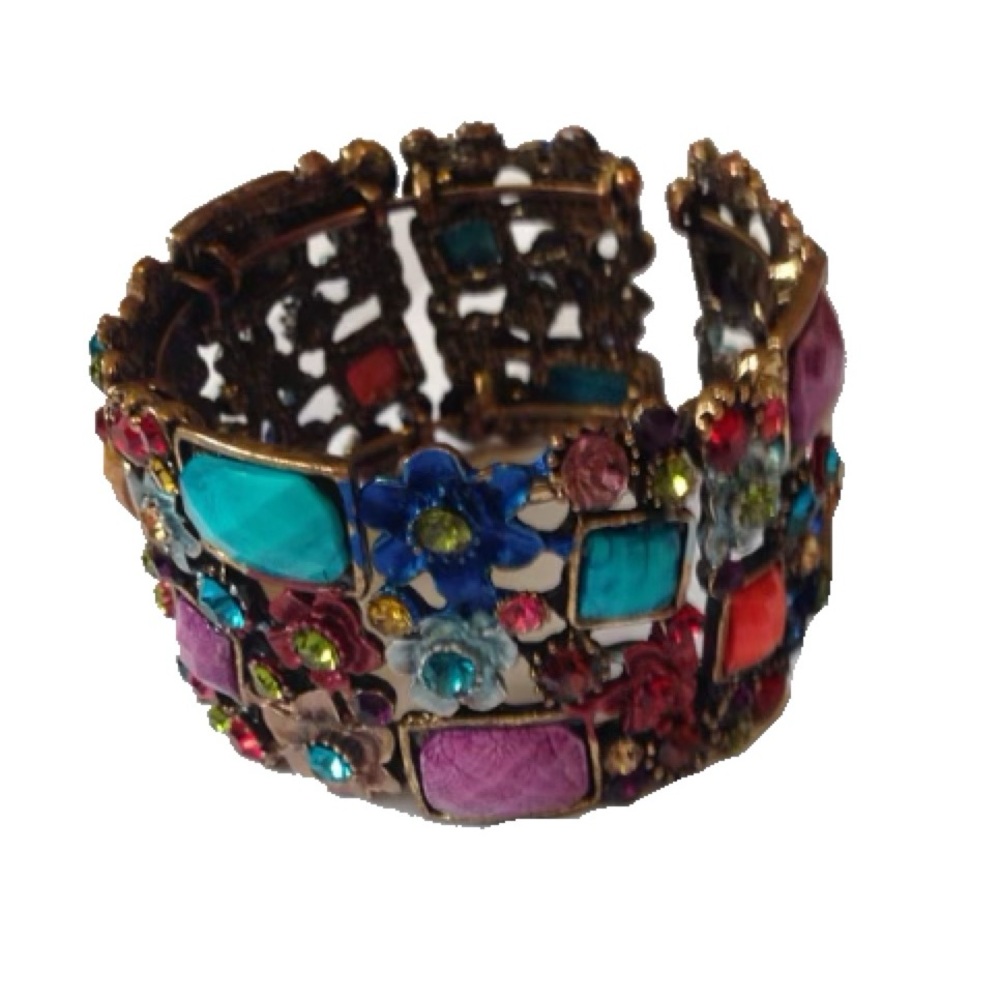 Colorful Gemstone Cuff Bracelet